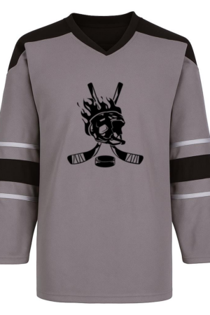 Coxcarrentals Hockey Helmet On Fire And Sticks Badge Hockey Jersey