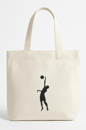 Coxcarrentals Volleyball Player Block Silhouette Canvas Tote Bag