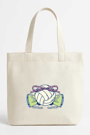 Coxcarrentals Volleyball With A Pink Bow And Pearl Necklace Canvas Tote Bag