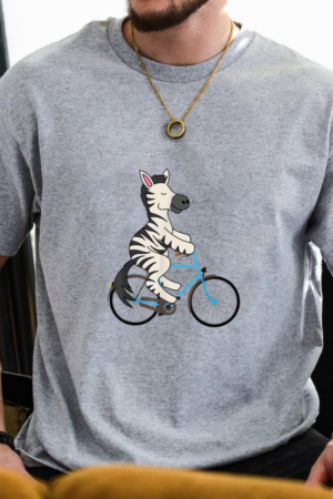 Coxcarrentals Zebra On Bike Black White Stripe Biking T-Shirt
